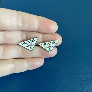 Prada logo triangle stud earrings